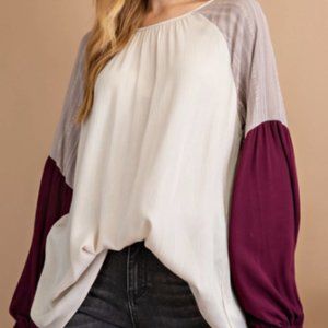 Mixed Color Woven Blouse